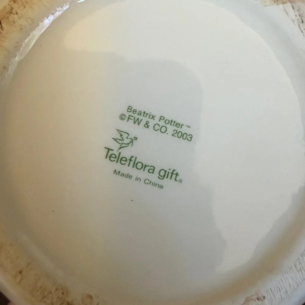 Beatrix Potter Peter Rabbit Teleflora Cookie Jar and Teacup Saucer Set 2003‎
